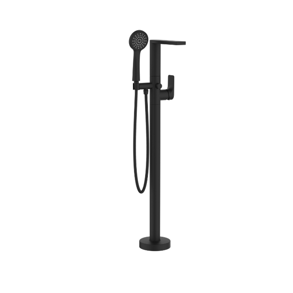 Product Cut out image of the Crosswater Fuse Matt Black Freestanding Bath Shower Mixer